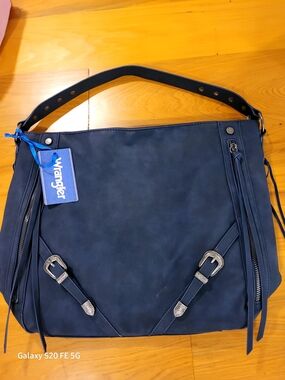 Wrangler Navy Shoulder Bag with Western Buckle Details